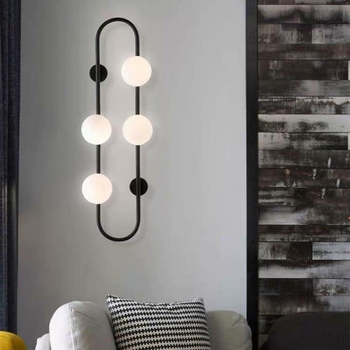 Designer Magic Bean zidna svjetiljka, nordijski minimalistički stil, staklena kugla, metalno tijelo, LED, promjer 24 cm, prekidač na zidu
