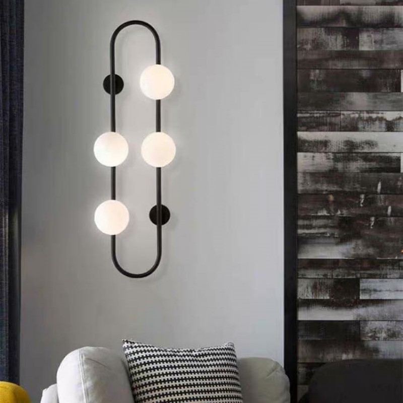 Designer Magic Bean zidna svjetiljka, nordijski minimalistički stil, staklena kugla, metalno tijelo, LED, promjer 24 cm, prekidač na zidu
