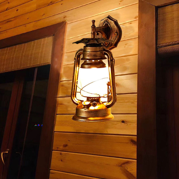Zidna lampa za hodnik kineskog restorana, vintage fenjer na kerosen, kovani željezo, europska antik dekorativna svjetiljka