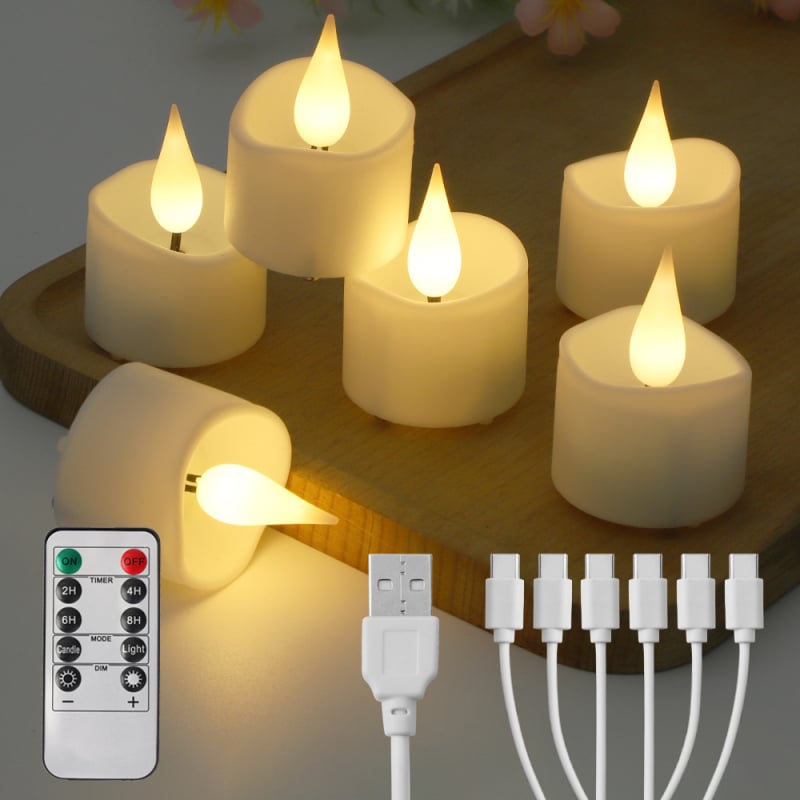 USB napajanje, daljinski upravljana čajna svjetiljka u kapljastom obliku, s timerom i promjenjivom LED, bez plamena, za vjenčanja i rođendane