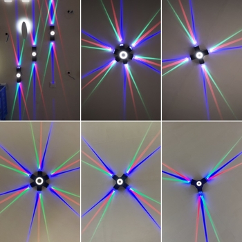 LED zidna svjetiljka u obliku križaste zvijezde, višebojno vanjsko rasvjetno osvjetljenje zida