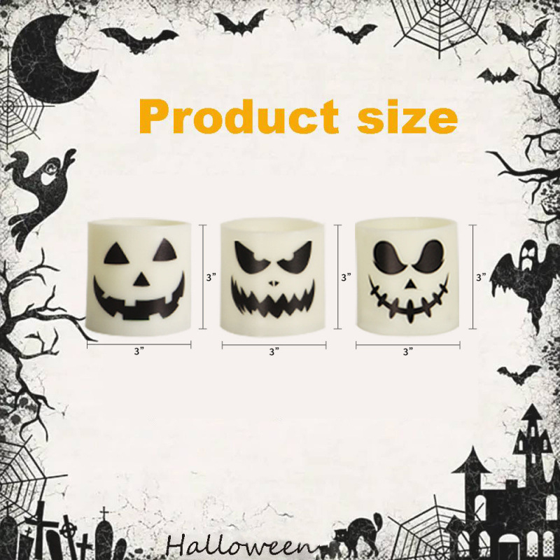 Halloween set od 6 LED svijeća s daljinskim upravljanjem, 18 tipki, dekoracija duh