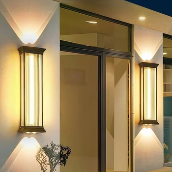 Solarna LED zidna lampa s gore-dolje osvjetljenjem, moderni minimalistički dizajn, vodootporna vanjska vrtna svjetiljka, napajanje 110–220V