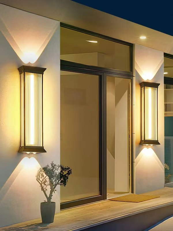 Solarna LED zidna lampa s gore-dolje osvjetljenjem, moderni minimalistički dizajn, vodootporna vanjska vrtna svjetiljka, napajanje 110–220V