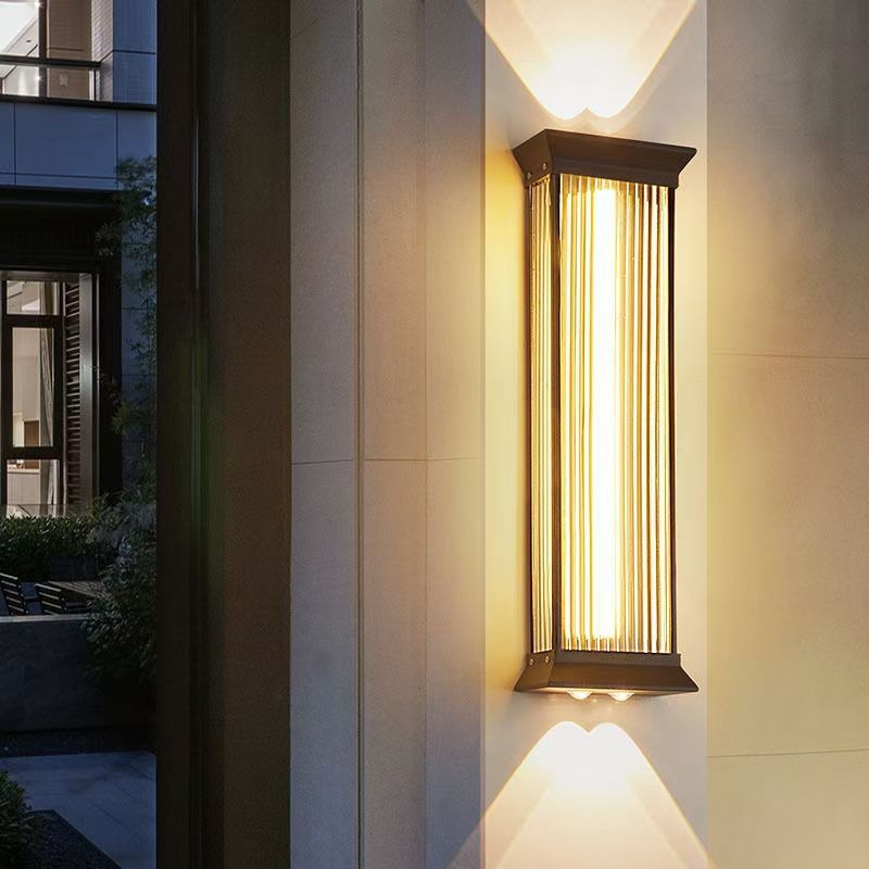 Solarna LED zidna lampa s gore-dolje osvjetljenjem, moderni minimalistički dizajn, vodootporna vanjska vrtna svjetiljka, napajanje 110–220V