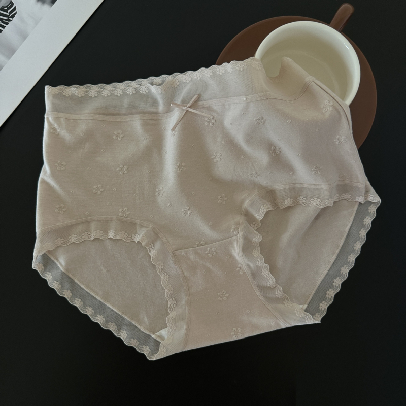 Xiaolan F006 pamukaste jacquard gaćice za žene sa srednjim pojasom i mašnicom