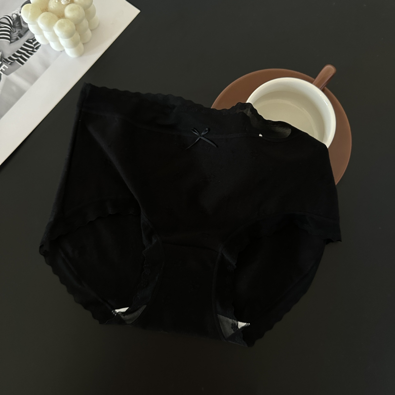 Xiaolan F006 pamukaste jacquard gaćice za žene sa srednjim pojasom i mašnicom