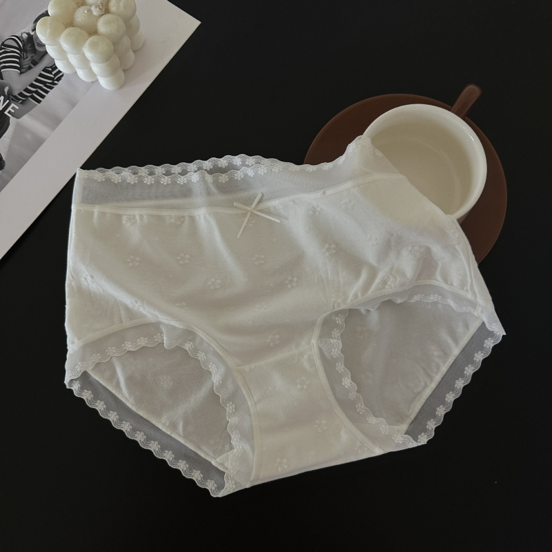 Xiaolan F006 pamukaste jacquard gaćice za žene sa srednjim pojasom i mašnicom