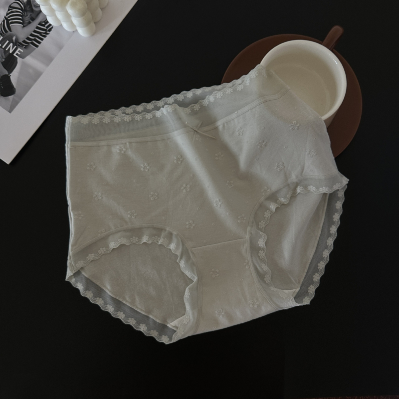 Xiaolan F006 pamukaste jacquard gaćice za žene sa srednjim pojasom i mašnicom