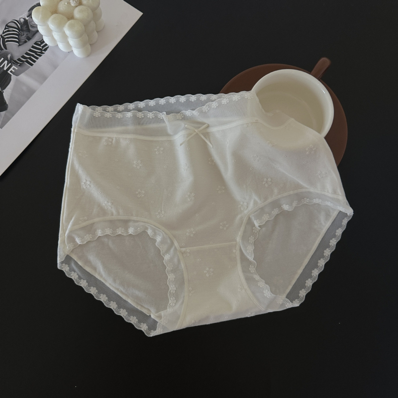 Xiaolan F006 pamukaste jacquard gaćice za žene sa srednjim pojasom i mašnicom