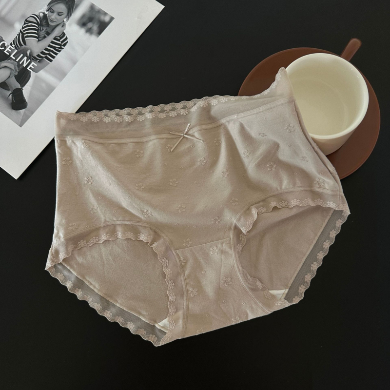 Xiaolan F006 pamukaste jacquard gaćice za žene sa srednjim pojasom i mašnicom