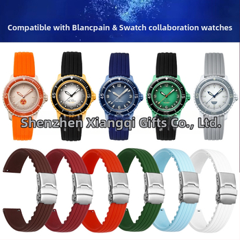 Xiangqi silikónový remienok na hodinky 22 mm pre Swatch Fifty Fathoms, ko-brandovaný s Baobao Five Oceans Series, mechanický potápačský náramok