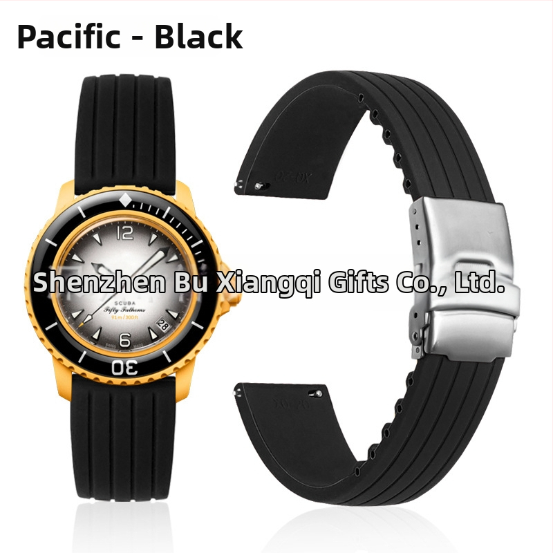 Xiangqi silikónový remienok na hodinky 22 mm pre Swatch Fifty Fathoms, ko-brandovaný s Baobao Five Oceans Series, mechanický potápačský náramok