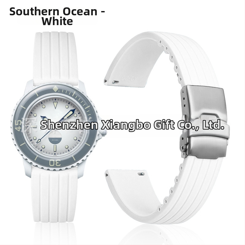 Xiangqi silikónový remienok na hodinky 22 mm pre Swatch Fifty Fathoms, ko-brandovaný s Baobao Five Oceans Series, mechanický potápačský náramok