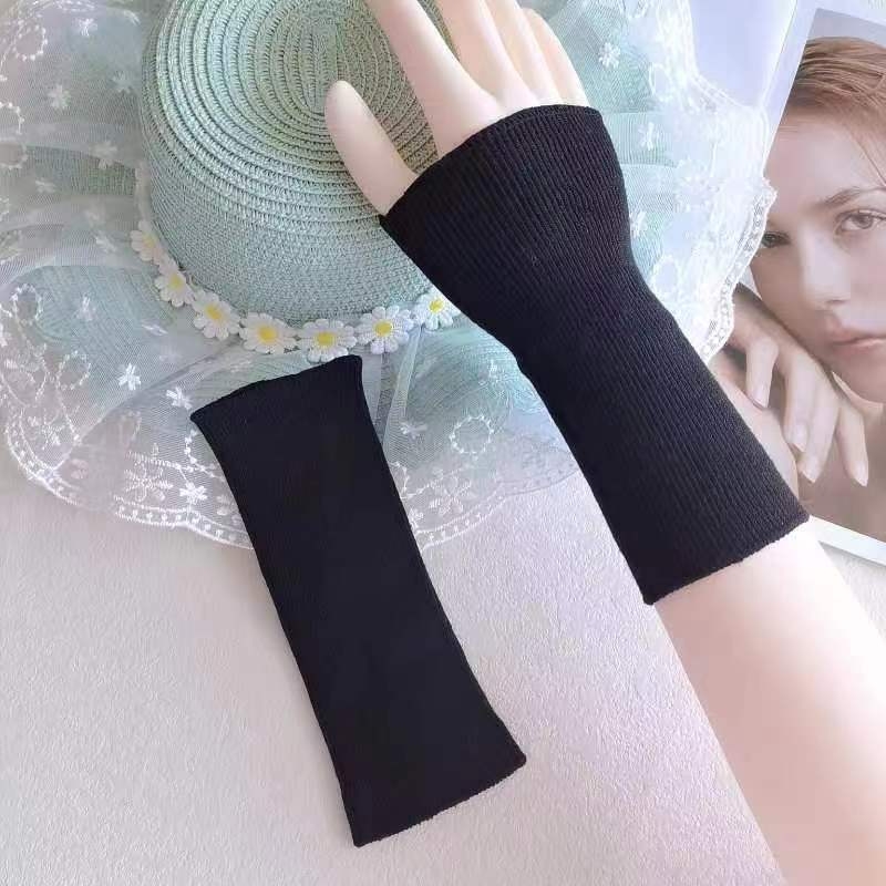 Ženske Crne Pletene Narukvice Za Ruke S Čipkom Od Pamuka, Elegantni Unutarnji Sloj