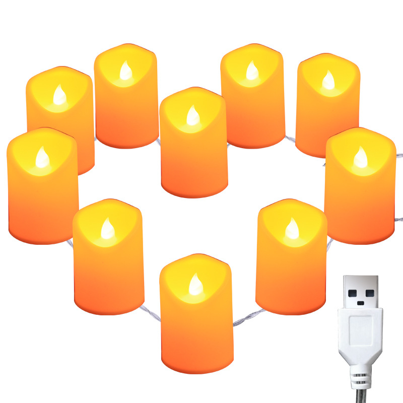 Svetleće svijeće s LED šarenim svjetlosnim nitima, unutarnja dekoracija, USB napajanje