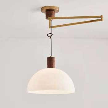 Nordijski minimalistički Bauhaus viseći luster s staklenim abažurom, podesiva visina, LED, tijelo od željeza