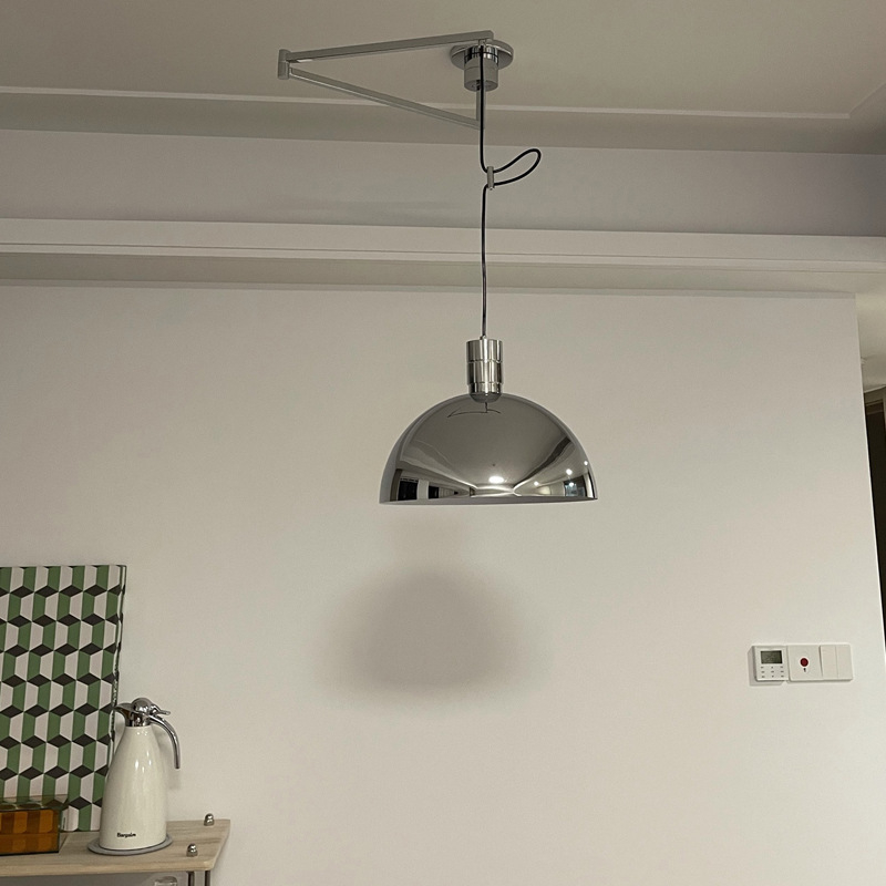 Nordijski minimalistički Bauhaus viseći luster s staklenim abažurom, podesiva visina, LED, tijelo od željeza