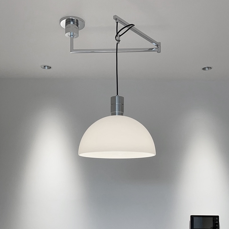 Nordijski minimalistički Bauhaus viseći luster s staklenim abažurom, podesiva visina, LED, tijelo od željeza