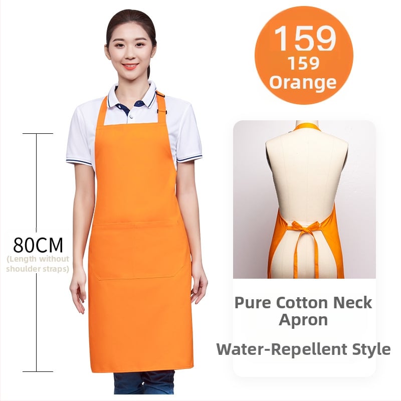 Predpasnik od 100% pamuka, vodootporan za catering s prilagođenim logom, prilagodljivim vratom u halter stilu, japanski stil, 8 boja