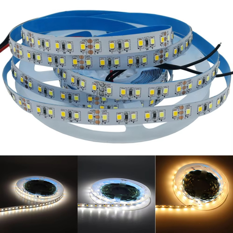 2835 dvobojna LED traka s tri temperature boja, 2-u-1 inteligentno neprekidno podešavanje svjetla, samoljepljiva, duljina 5 m, 12/24V
