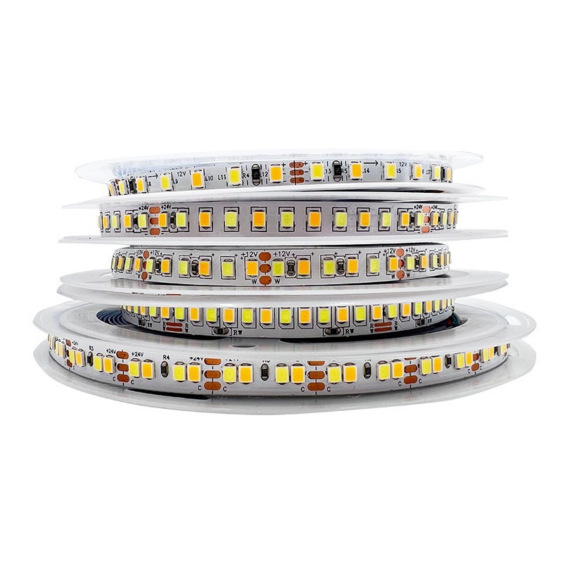 2835 dvobojna LED traka s tri temperature boja, 2-u-1 inteligentno neprekidno podešavanje svjetla, samoljepljiva, duljina 5 m, 12/24V
