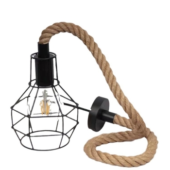 Edison stil kovnog abažura viseća svjetiljka s konopnim užetom – retro industrijsko osvjetljenje, DIY materijal