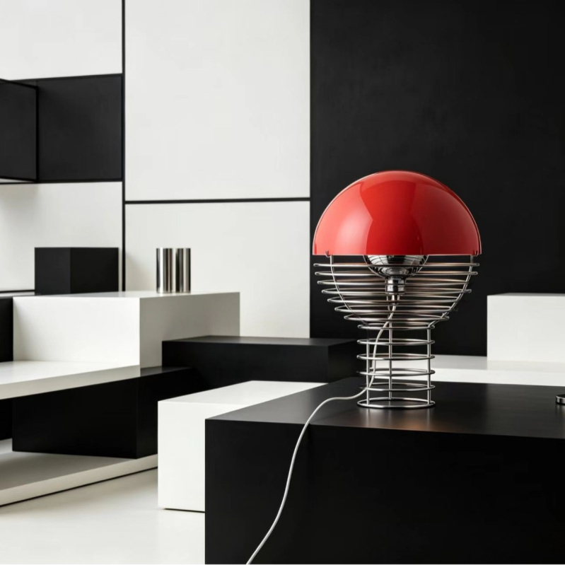 Stolna lampa s žaruljom, moderan energetski štedljiv dizajn, Bauhaus stil sredine stoljeća, kreativna personalizirana noćna svjetiljka za gostinjske sobe