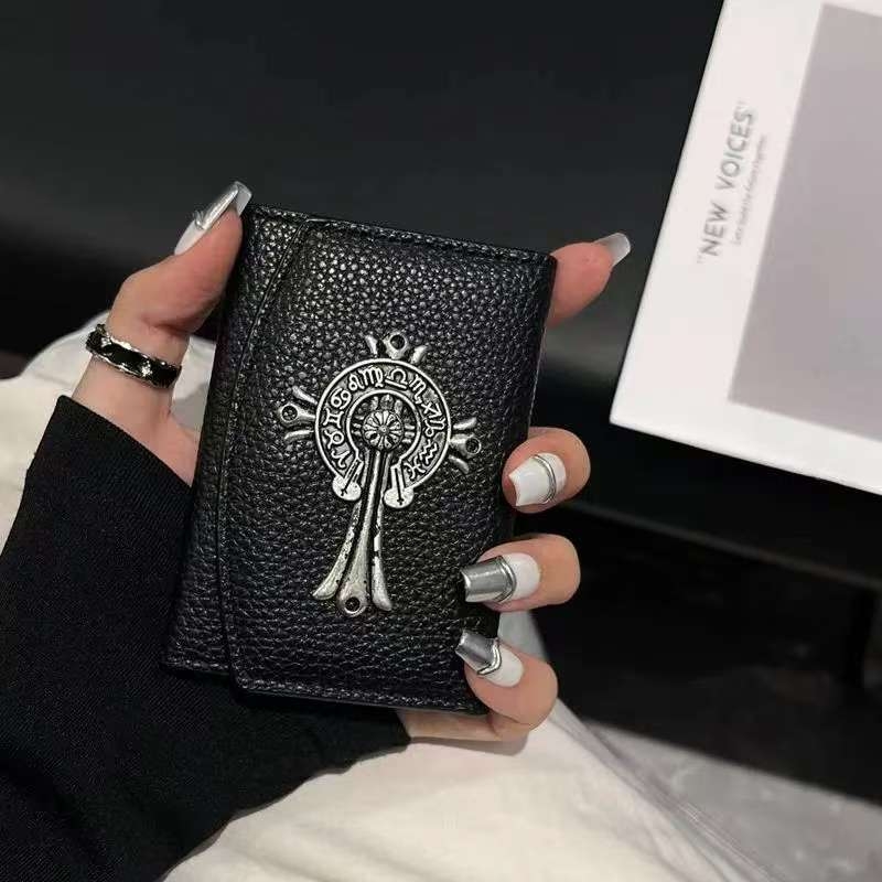 Kožni novčanik za kartice i novac s višestrukim pretincima, velik kapacitet, unisex, tamni križni dizajn