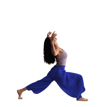 Pantaloni de yoga indieni pentru femei – vară, talie înaltă, elastici, largi, din in gază cu drapaj