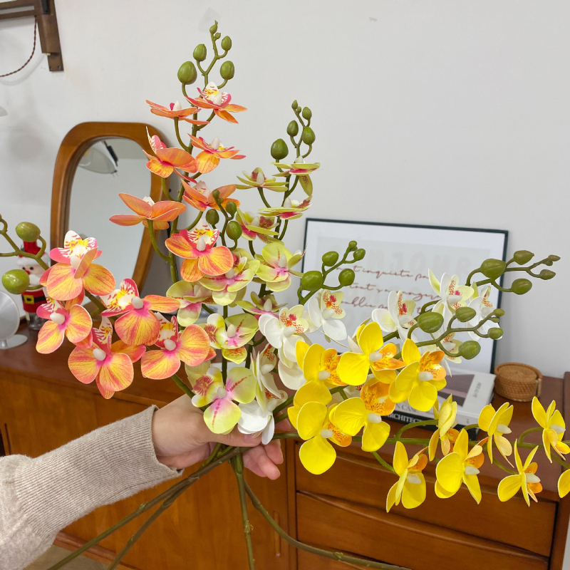 Mini umjetni Phalaenopsis cvijet – realistična dekoracija za dnevni boravak, stol za kavu ili TV ormarić