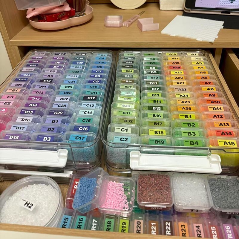 Prozirna kutija za pohranu perlica s velikim i malim pretincima, ladica 5,5 cm, ručno izrađeni DIY organizator za perlice
