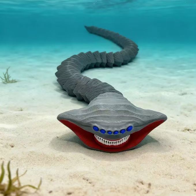 Trevor Henderson mitološki oceanski predator: model, 3D ispisani morsko čudovište igračka, kolekcionarsko fantastično biće