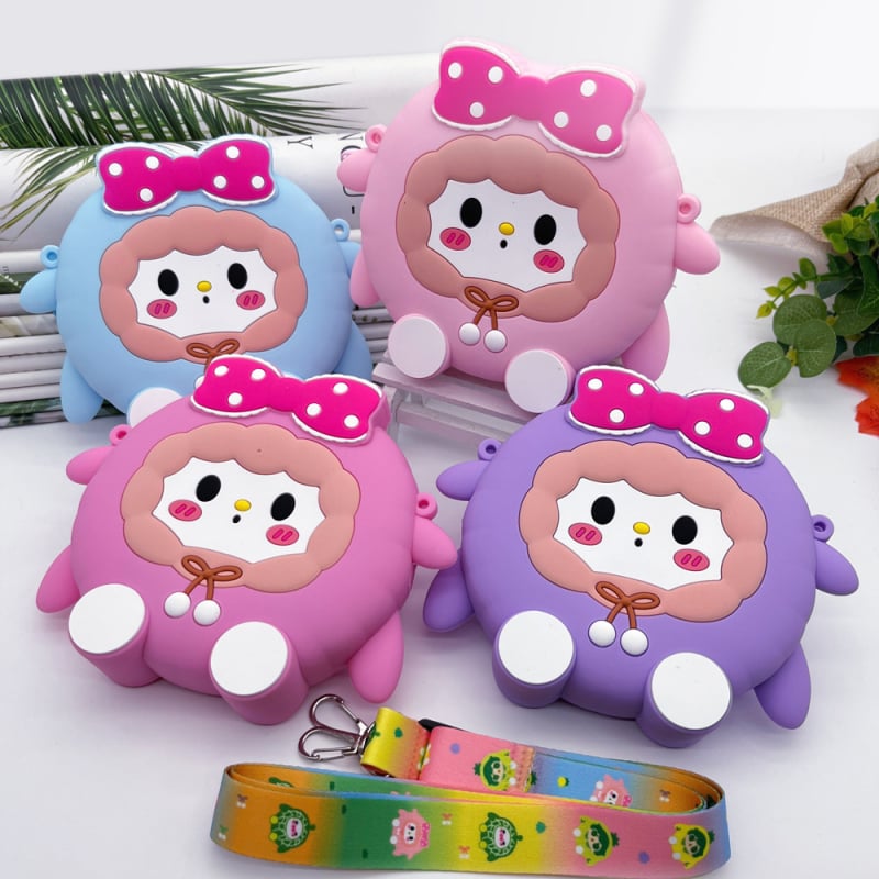 Vodootporna silikonska crossbody torbica za djecu, slatki dizajn ovčice, mini novčanik za djevojčice