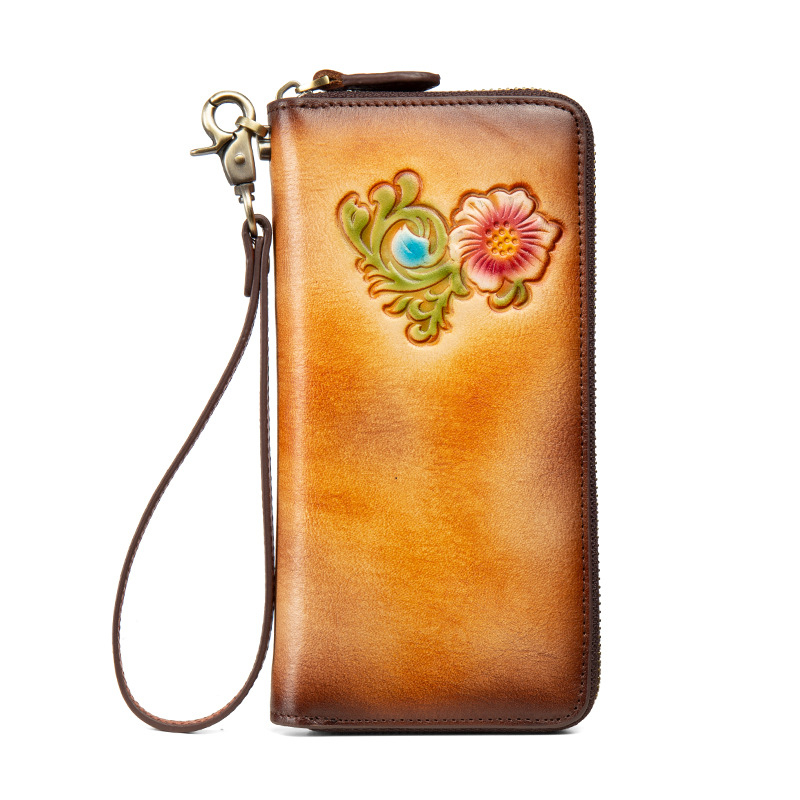 Nova retro dugački novčanik sa zatvaračem, prava koža, ženski clutch torbica za mobitel, višefunkcionalna.