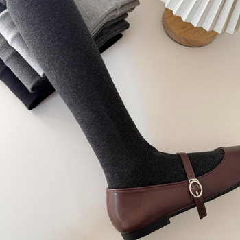 Női szürke japán stílusú leggings, vékony combkötött pamutból készült harisnya, meleg lábfejes zoknik