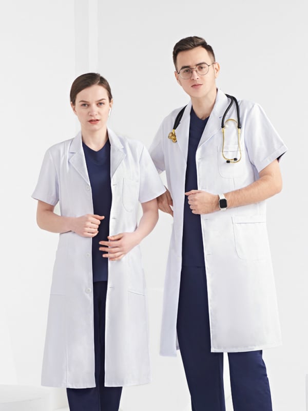 Nightingale bijeli kratki rukav medicinski mantil, lagana ljetna medicinska uniforma za muškarce i žene, bolnički laboratorijski mantil za medicinske sestre