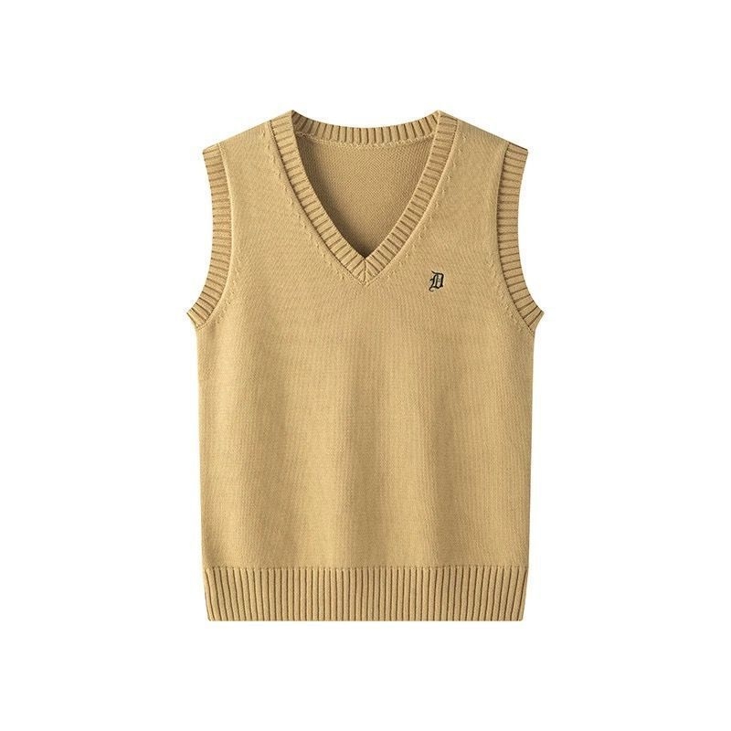Ženski dvodijelni set: pleteni top i vest s vezom, V‑izrez, JK uniforma, sveučilišni stil, proljeće‑jesen