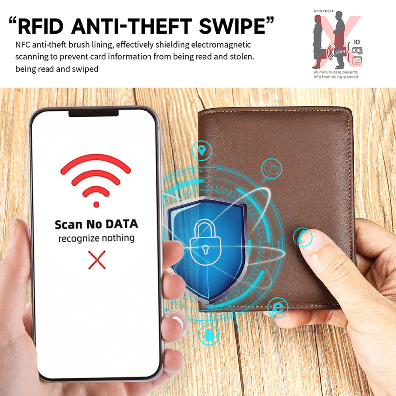 Férfiaknak való valódi bőrből készült pénztárca, minimalist és sokoldalú, kártyatartó RFID védelemmel, hordozható első réteg tehenbőrből