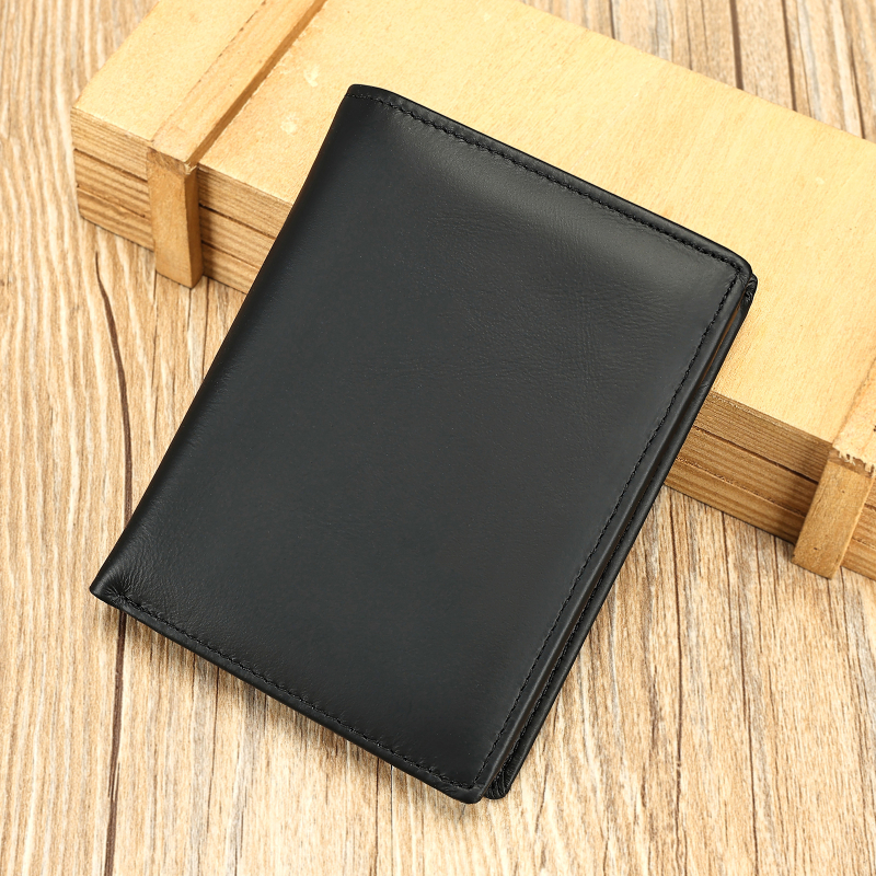 Férfiaknak való valódi bőrből készült pénztárca, minimalist és sokoldalú, kártyatartó RFID védelemmel, hordozható első réteg tehenbőrből