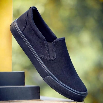 Férfi slip-on vászoncipő, mindennapi viselet, fekete