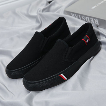 Férfi slip-on vászoncipő, mindennapi viselet, fekete
