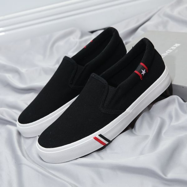 Férfi slip-on vászoncipő, mindennapi viselet, fekete