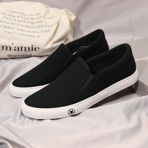 Férfi slip-on vászoncipő, mindennapi viselet, fekete