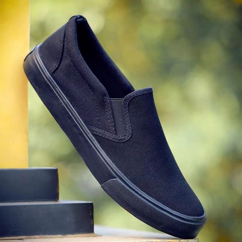 Férfi slip-on vászoncipő, mindennapi viselet, fekete
