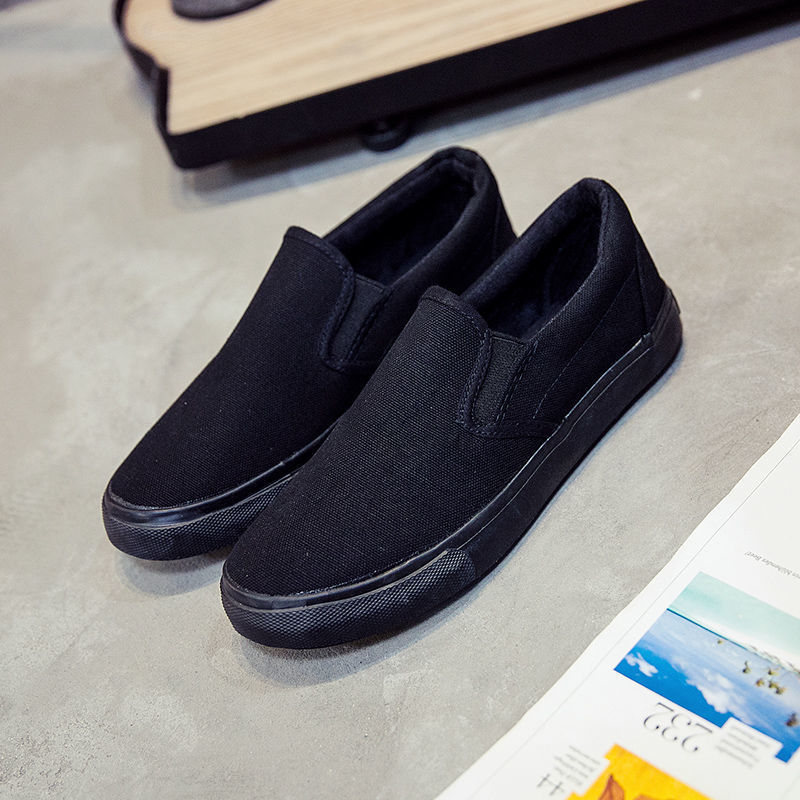 Férfi slip-on vászoncipő, mindennapi viselet, fekete