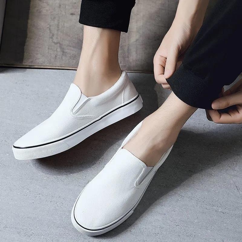 Férfi slip-on vászoncipő, mindennapi viselet, fekete
