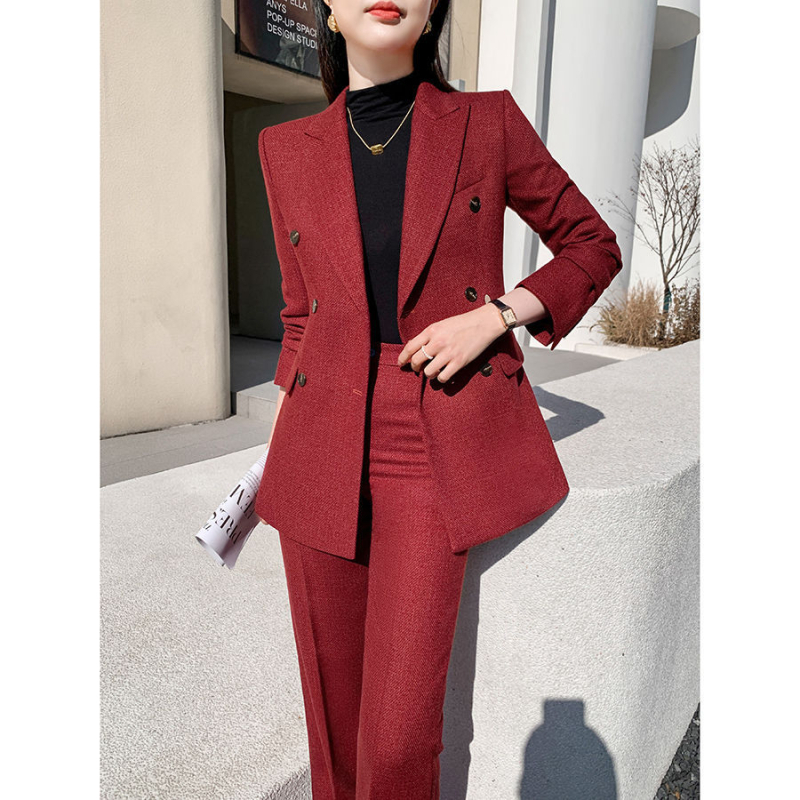Ženski vuneni kostim sa širokim hlačama, 2026. stil, proljeće-jesen-zima, profesionalni formalni outfit