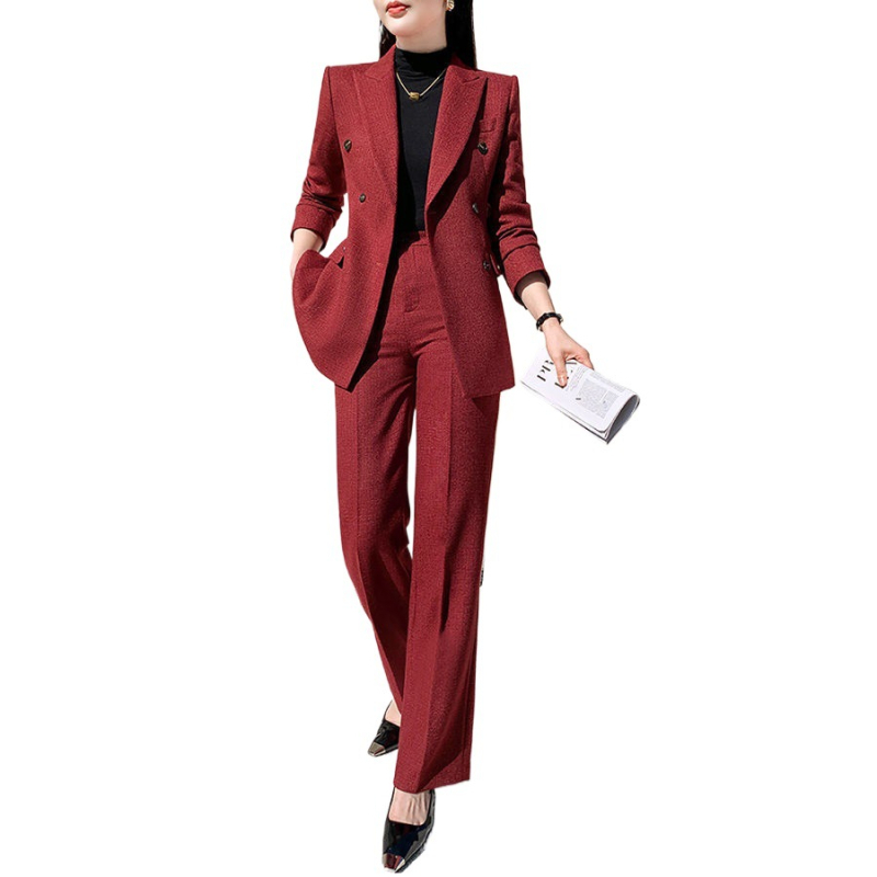Ženski vuneni kostim sa širokim hlačama, 2026. stil, proljeće-jesen-zima, profesionalni formalni outfit