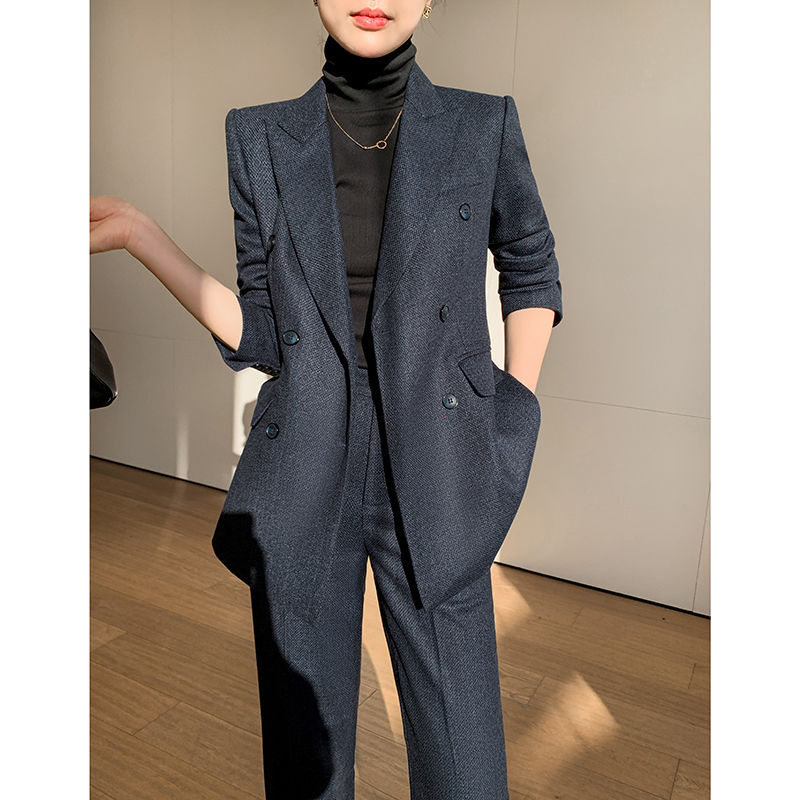 Ženski vuneni kostim sa širokim hlačama, 2026. stil, proljeće-jesen-zima, profesionalni formalni outfit